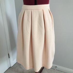 Pink Pleated Midi Skirt